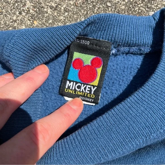 Vintage Blue Mickey Mouse Disney Crewneck Sweatshirt Size Medium Used - Picture 3 of 5